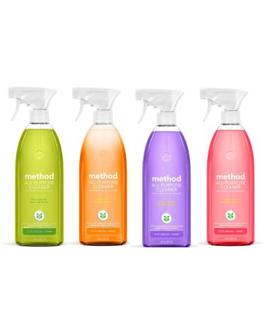 Method All Purpose Cleaner Spray Variety Pack (Grapefruit Lavender Ginger Yuzu & Lime + Sea Salt Scents. 28 Oz.) Bundle Of 4 Items