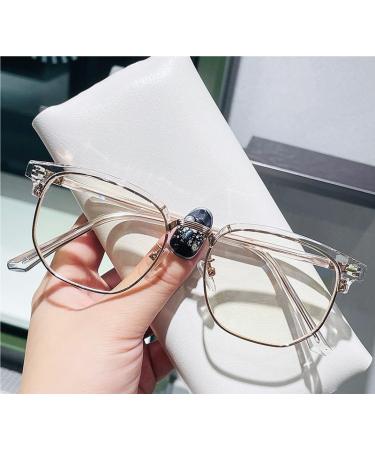Computer Readers Trendy Blue Light Blocking Reading Glasses Anti Glare Flat Light Mirror Presbyopic Glasses +300 Clear-golden