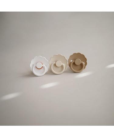 FRIGG Daisy Natural Rubber Baby Pacifier 2-Pack | BPA-Free | Made in Denmark (Croissant/Portobello, 6-18 Months) - Buy Online on GoSupps.com