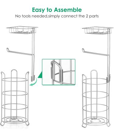 TomCare Upgraded Toilet Paper Holder Stand with Storage Shelf - Silver Grey - Buy Online on GoSupps.com