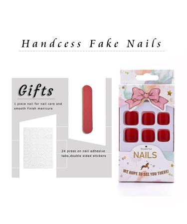 Handcess Square Glossy White False Toe Nails - Full Cover Stick-On Nail Tips for Women & Girls (24 PCS) - Buy Online on GoSupps.com