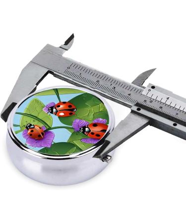 Ladybug Round Pill Box - 3 Compartment Mini Decorative Pill Organizer for Travel - Portable Pocket Vitamin Holder Case - Buy Online on GoSupps.com