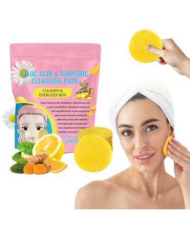 Turmeric Cleansing Pads 2024 New Turmeric Kojic Acid Cleansing Pads for Face Turmeric Compressed Facial Sponges Kojic Acid and Turmeric Cleansing Pads for Cleansing Exfoliating Deep Clean (120 PCS)