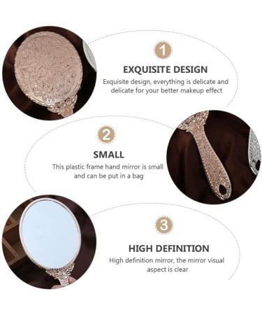 SOLUSTRE Handheld Oval Flower Vintage Makeup Mirror - Rose Gold - Buy Online on GoSupps.com