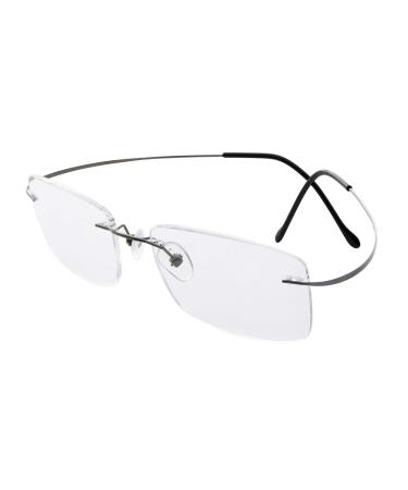 Eyekepper Titanium Rimless Reading Glasses Readers Men Gunmetal +3.00 Lens Width 55mm-gunmetal 3.0 x