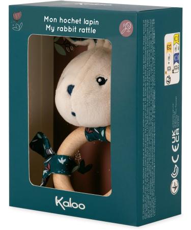 Kaloo KDoux Baby Bite Ring - FSC Wood Plush Rabbit with Bell - Sensory Development Toy for Infants - Nature Motif - K216000 White - Buy Online on GoSupps.com