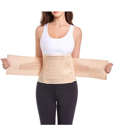 Funcy Women/Men Abdominal Binder for Post Surgery Postpartum Belly Band for Postpartum Moms Optimal Support for Rapid Recovery (Beige Medium) Medium Beige