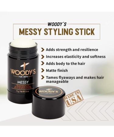 Woody's Messy Styling Stick 2.6 oz - 2 Pack | Easy Hair Styling Solution - Buy Online on GoSupps.com