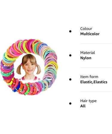 Hanyousheng 100 Pcs Multicolor Hair Ties for Baby Girls - Elastic Ponytail Holders & Hair Accessories - Buy Online on GoSupps.com