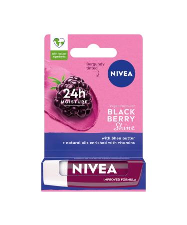 NIVEA Blackberry Shine Lipstick, 4.8 g of care