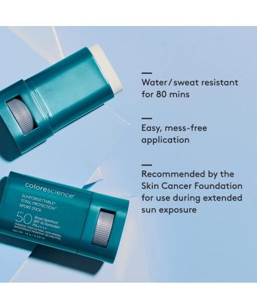 Colorescience Sunforgettable Sport Stick SPF 50 - Mineral Broad Spectrum, Water/Sweat Resistant, Reef Safe - 1 Count - Buy Online on GoSupps.com