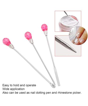 3Pcs Stainless Steel Nail Art Stirring Sticks - Pink Rose Red DIY Tools for Nail Salon - Buy Online on GoSupps.com