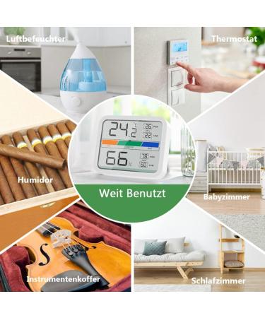 Liorque Digital Thermometer & Hygrometer - Accurate Mini Thermo-Hygrometer with Magnet Min/Max Records Battery Included - White - Buy Online on GoSupps.com