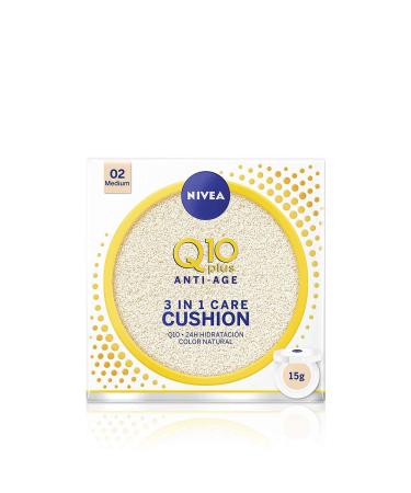NIVEA Q10 3EN1 Cushion Tono Medio (1 x 15 ml) Perfeccionador Facial Cuidado Facial Hidratante Y Antedad Con Protector Facial 15 Para Una Piel Uniforme Y Natural