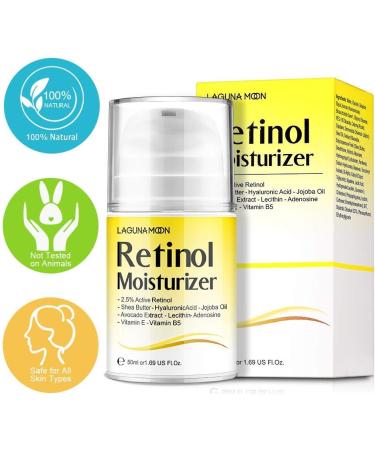 Lagunamoon Retinol Moisturizer Cream for Face - Wrinkle Cream for Women and Men Facial Cream with Hyaluronic Acid and Vitamin E 50ML/1.69 Oz - Buy Online on GoSupps.com