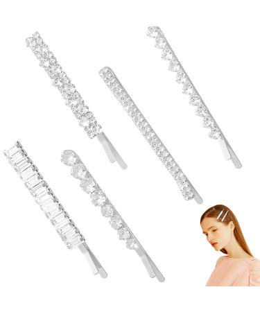5 Pcs Crystal Hair Pins Rhinestone Bobby Pin Metal Shiny Hair Clip Sparkly Hair Decorations Barrettes Hair Accessories for Women Silver - Buy Online on GoSupps.com
