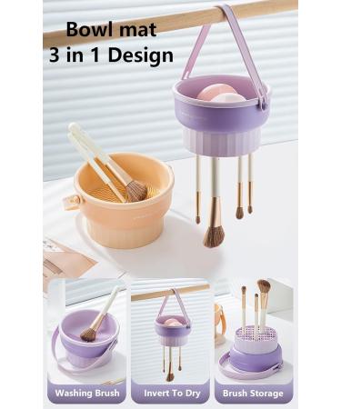 2 in 1 Silicone Makeup Brush Cleaning Mat & Drying Holder - Portable Pink Cosmetic Brush Cleaner - Buy Online on GoSupps.com