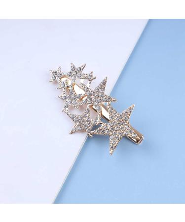 Inilbran Wedding Rhinestone Star Hair Barrette Vintage Crystal Star Hair Barrette Gold Cz Crystal Hair Pin Decorative Paved Cz Star Head Clip - Buy Online on GoSupps.com