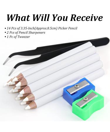 Rhinestone Picker Pencil for Nail Art - 3.35 Gem Pickup Pen with Sharpener & Tweezer - 14Pcs Pack - Buy Online on GoSupps.com