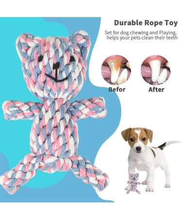 MEKEET Puppy Boredom Rope Toy - Natural Teeth Cleaning Chew Rope for Small Dogs - Bear Design - Buy Online on GoSupps.com