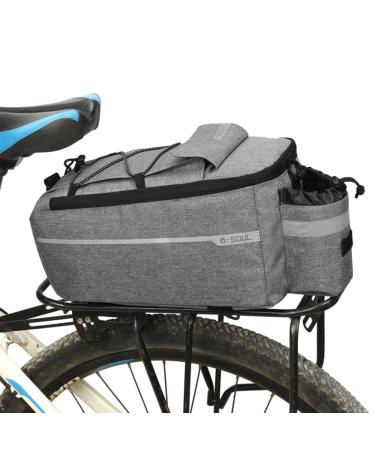 ZTZ Bike Rack Bag, Bike Rear Seat Cargo Bag, Bicycle Rear Rack Storage Luggage,8L Insulated Bicycle Trunk Bag Storage Luggage Bag Waterproof with Reflective Stripes (Grey) Grey # 2