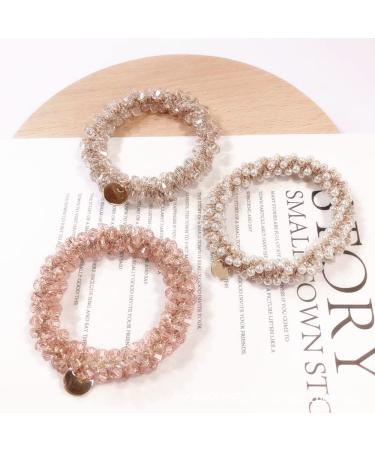 5 Pcs Rhinestone Hair Ties with Pearls - Hair Bands Elastic Bracelet Ponytail Holders for Women & Girls - 2.2 Inch (Pack of 5) - Buy Online on GoSupps.com