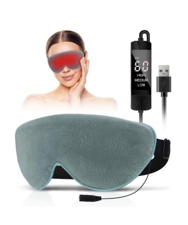 KOVNLO Heated Eye Mask Washable USB Electric Moist Heat Warm Compress for Eyes Eye mask for Dry Eyes Blepharitis Chalazion MGD Stye Eye Treatment Grey