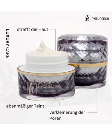 Hyaluronce Gemstone Cream 24h | Anti-Aging Facial Care with Gemstones | Wrinkle Reduction & Moisturizing | Ideal for Dry & Mature Skin 50ml - Buy Online on GoSupps.com