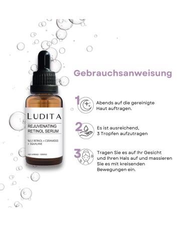 "Ludita Anti-Wrinkle and Renewing Retinol (Vitamin A) Serum (0.3% Retinol + Ceramide + Squalane) (30 ml - Buy Online on GoSupps.com