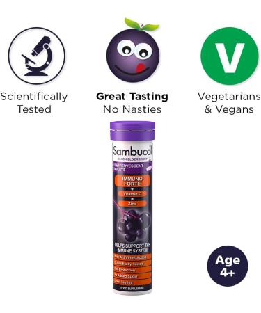 Sambucol Black Elderberry Effervescent Tablets 15 Count - 30g - Immune Support - Pack of 1 - Buy Online on GoSupps.com