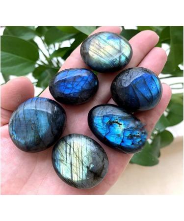 Natural Labradorite Crystal Quartz Palm Gemstones Blue Yellow Flash for Jewelry Making Home Office Decor 1 Pcs Stone Collection - Buy Online on GoSupps.com