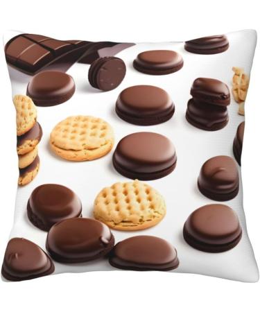 FRESQA Cookies Food Chocolate Chip Biscuits Universal Four-Season Cushion Cover | Soft Polyester Decorative Pillowcase Cookies Food Chocolate Chip Biscuits 16"x16" - Buy Online on GoSupps.com