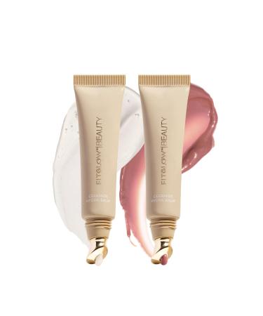 Fitglow Beauty Ceramide Hydra-Balm Duo | 2-Pack Lip & Skin Barrier Skincare with Ceramides + Plant Collagen | 24-Hour Hydration Anti-Aging Repair | Clear/Tinted | 24Hour + Rosewood - 2 x 10ml