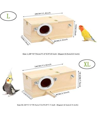 PINVNBY XL Parakeet Nesting Box for Parrots - Wood Breeding House for Lovebirds, Cockatoos, Budgies, Finches, Canaries, and Medium-Sized Birds - 13.4x6.9x7.7inches - Buy Online on GoSupps.com