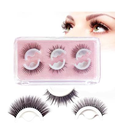 Reusable Self Adhesive Eyelashes 3 Styles False Eyelashes No Eyeliner or Glue Needed Stable False Lashes Natural Look Easy to Put On Waterproof Fake Eyelashes