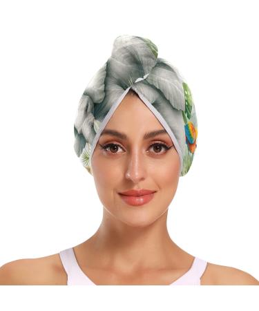 African Animals and Natural Elements Hair Towel 2 Pack Super Absorbent Hair Drying Towel Quick Dry Hair Turbans Head Towel with Button Twisty Wrap for Women Girls