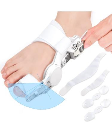 Comfort Bunion Corrector for Women & Men Orthopedic Toe Straightener Adjustable Splint Bunion Pads Day Night Support with Toe Separator for Bunion Relief (White)