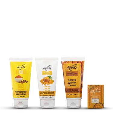 Turmeric Glow on the Go: Skincare Essentials | for All Skin Types & Dull Skin | Gentle Face Wash Scrub Cream and Soap | TSA Approved | Removes Make Up | For Daily Use - Cruelty Free