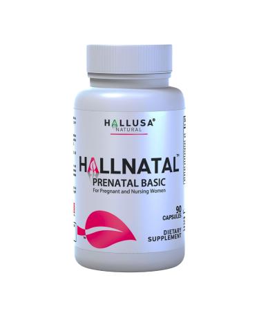 Hallusa Natural HALLNATAL - Basic Prenatal Vitamins for Women Folate Iron B12 + 20 Essential Vitamins and Minerals Pregnant and Nursing Women - 90 Capsules - 30 Servings