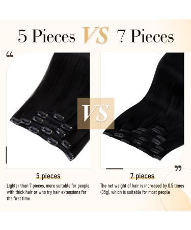 Shop Laavoo Clip-In Real Hair Extensions - Black 35cm 5 Pieces 80g | Premium Quality Human Hair - Buy Online on GoSupps.com