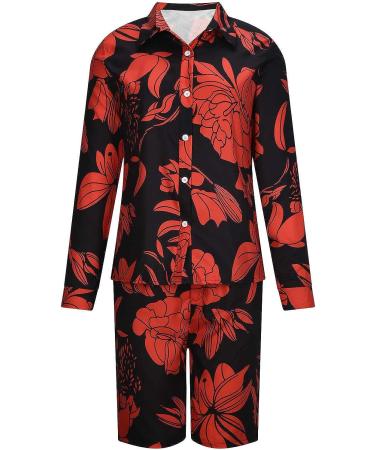 Ganfancp Women's Sexy Slim Tie Dye 2 Piece Outfit Set - Red Summer Shirt with Shorts - X-Large - Buy Online on GoSupps.com