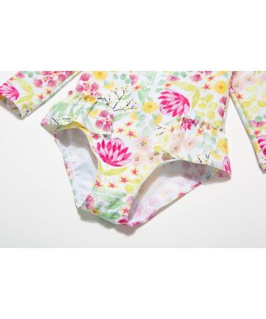 BONVERANO Baby Girls Swimsuit | Toddler Bathing Suit UPF 50+ Sun Protection | Long-Sleeve Zipper One Piece Swimwear | 2-3 Years Lotus - Buy Online on GoSupps.com