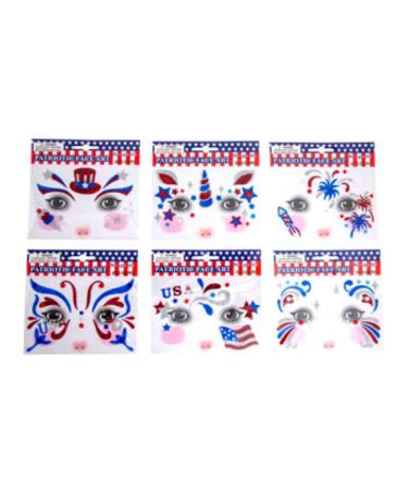 Patriotic Temporary Face Tattoos - 100 Pieces Face Art | Memorial Day 4th of July Labor Day |Red White Blue Metallic Glitter | Election Party - Buy Online on GoSupps.com