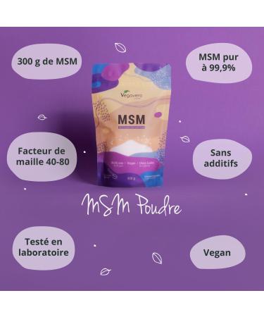 MSM Vegavero Poudre | 300g M thylsulfonylm thane Pur 99 9% | Sans Additifs & VEGAN | Formation de Collag ne | Test en Laboratoire - Buy Online on GoSupps.com