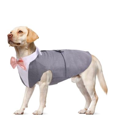 Dog Tuxedo Smoking Dog Wedding Outfit Dog Fly Wedding S-XXL Dog costume Small/Medium/Large Dog Suit (gray XL) XL (1 Sack) Gray