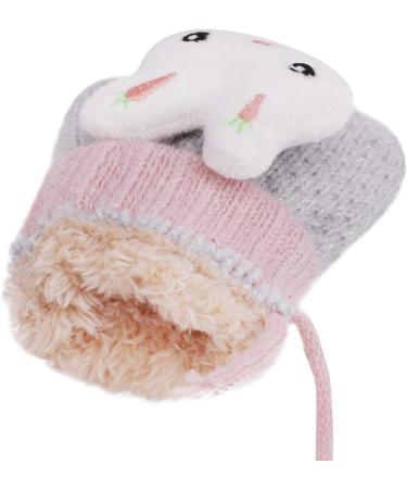 Kids Winter Fox Knit Full Finger Gloves, Toddler Thermal Plush Lining Mittens 1-3 Yrs - Grey - Buy Online on GoSupps.com