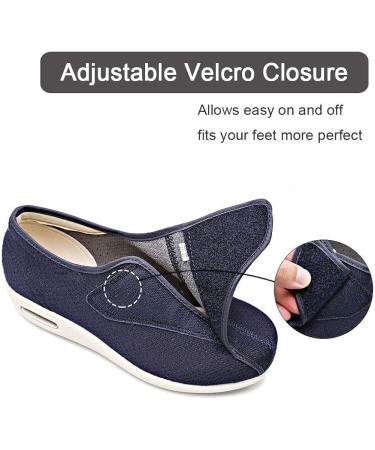 Orthoshoes Women's Diabetic Walking Shoes - Comfortable Support for Elderly with Swollen Feet | Lightweight Adjustable Strap Sneakers for Plantar Fasciitis - Navy, Size 7 - Buy Online on GoSupps.com