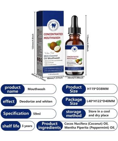 Bain de bouche l'huile de noix de coco bain de bouche l'huile fra che de noix de coco huile de noix de coco bio pure tirant pour les dents huile puissante de menthe poivr e bio (2) - Buy Online on GoSupps.com
