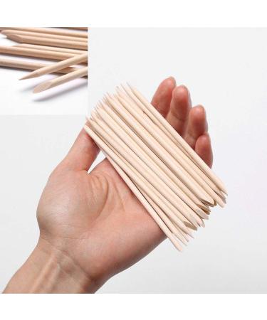 Borogo 100 Pcs Orange Wood Nail Sticks - Double Sided Cuticle Pusher for Manicure Pedicure - A-Wood - Buy Online on GoSupps.com