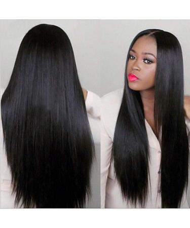 Shop Long Straight Hair Wigs for Ladies - High Temperature Fiber Bangs Black & Light Brown - Buy Online on GoSupps.com
